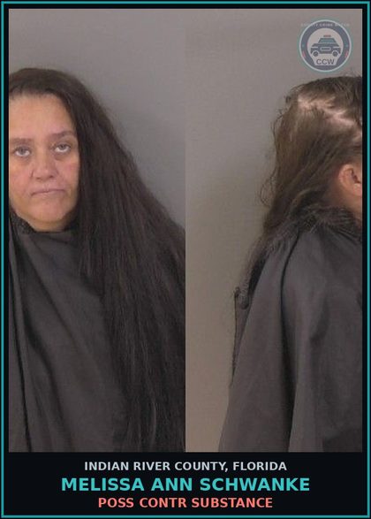 CCW arrest card for MELISSA ANN SCHWANKE in Indian River County: POSS contr substance