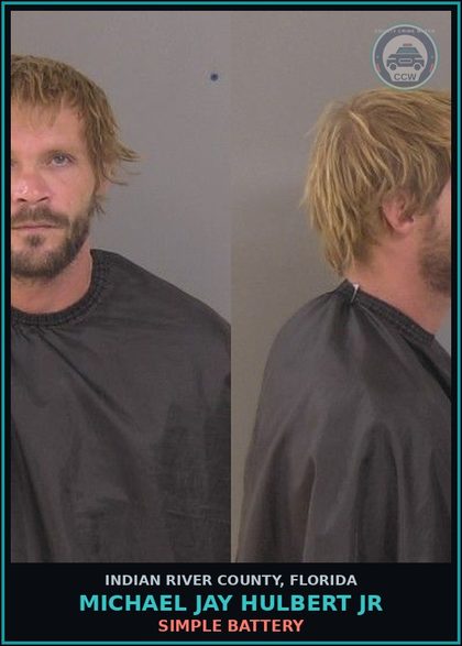 CCW arrest card for Michael Jay Hulbert Jr in Indian River County: SIMPLE BATTERY