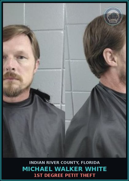 CCW arrest card for Michael Walker White in Indian River County: 1ST DEGREE PETIT THEFT