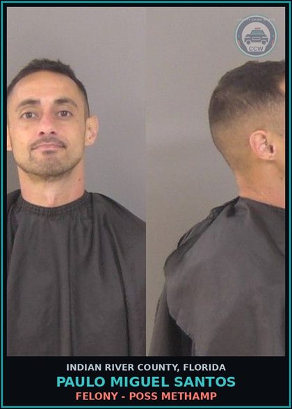 CCW arrest card for Paulo Miguel Santos in Indian River County: TRAFFIC Methamp 14 GRAMS OR OVER