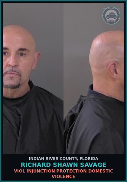 CCW arrest card for Richard Shawn Savage in Indian River County: VIOL INJUNCTION PROTECTION DOMESTIC VIOLENCE