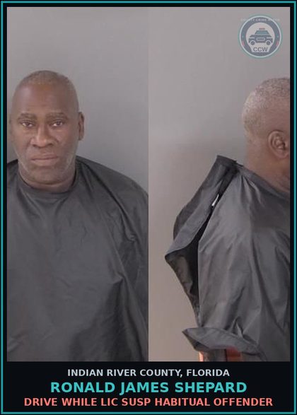CCW arrest card for Ronald James Shepard in Indian River County: DRIVE WHILE LIC SUSP HABITUAL OFFENDER