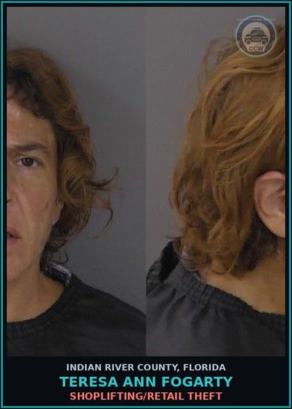 CCW arrest card for Teresa Ann Fogarty in Indian River County: Shoplifting/Retail Theft