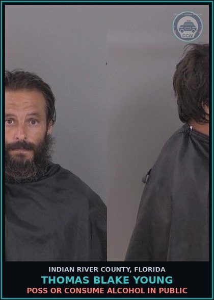 CCW arrest card for Thomas Blake Young in Indian River County: Trespass Structure or Conveyance