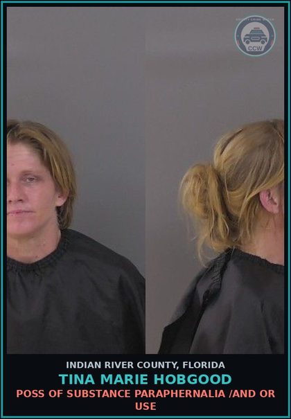 CCW arrest card for Tina Marie Hobgood in Indian River County: POSS OF DRUG PARAPHERNALIA /AND OR USE