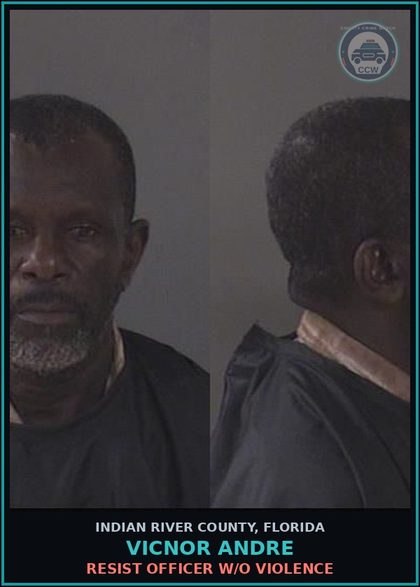 CCW arrest card for Vicnor Andre in Indian River County: DESTROY/HARVEST PALMETTO BERRY W/O PERMISSION