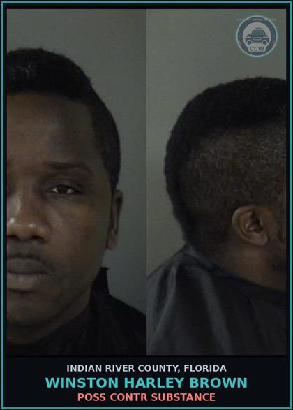 CCW arrest card for WINSTON HARLEY BROWN in Indian River County: POSS contr substance