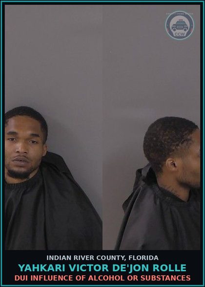 CCW arrest card for YAHKARI VICTOR DE'JON ROLLE in Indian River County: DUI INFLUENCE OF ALCOHOL OR DRUGS