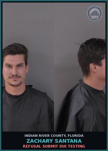 CCW arrest card for ZACHARY SANTANA in Indian River County: FLEE ELUDE HIGH SPEED OR DISR SAFETY PERS PROP