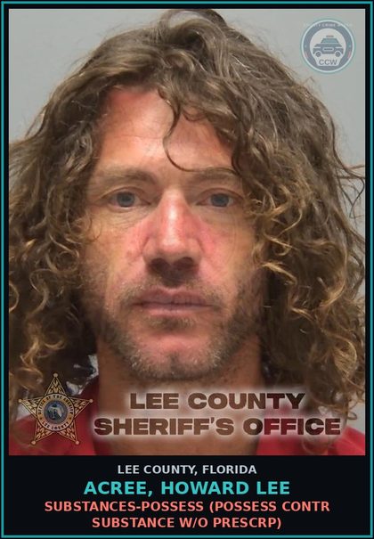 CCW arrest card for ACREE, HOWARD LEE in Lee County: DRUGS-POSSESS  (POSSESS contr substance W/O PRESCRIPTION)