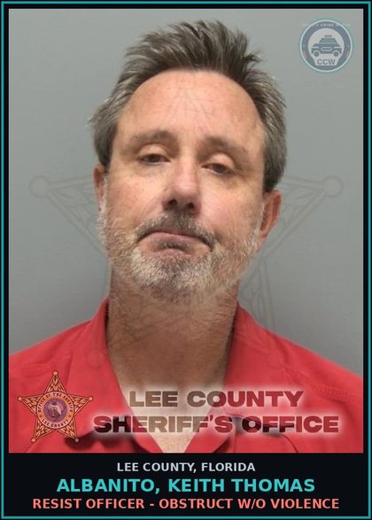 CCW arrest card for ALBANITO, KEITH THOMAS in Lee County: RESIST OFFICER - OBSTRUCT W/O VIOLENCE