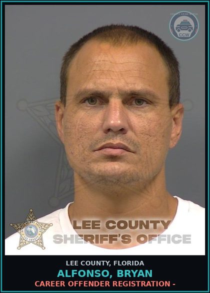 CCW arrest card for ALFONSO, BRYAN in Lee County: CAREER OFFENDER REGISTRATION -