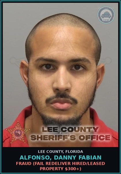 CCW arrest card for ALFONSO, DANNY FABIAN in Lee County: LARC  (OTHER THEFT)
