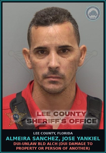 CCW arrest card for ALMEIRA SANCHEZ, JOSE YANKIEL in Lee County: DUI-UNLAW BLD ALCH  (DUI DAMAGE TO PROPERTY OR PERSON OF ANOTHER)