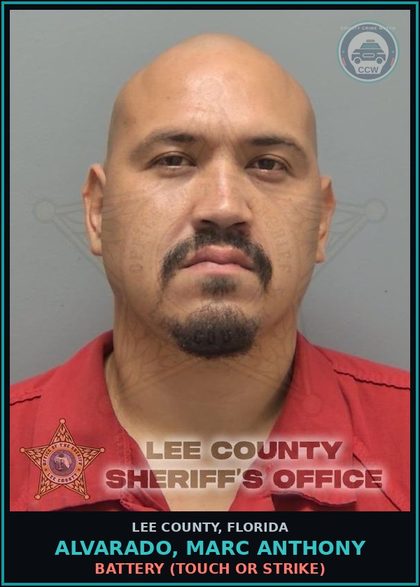 CCW arrest card for ALVARADO, MARC ANTHONY in Lee County: BATTERY  (TOUCH OR STRIKE)