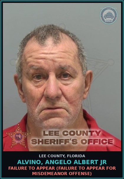 CCW arrest card for ALVINO, ANGELO ALBERT JR in Lee County: FAILURE TO APPEAR  (FAILURE TO APPEAR FOR MISDEMEANOR OFFENSE)