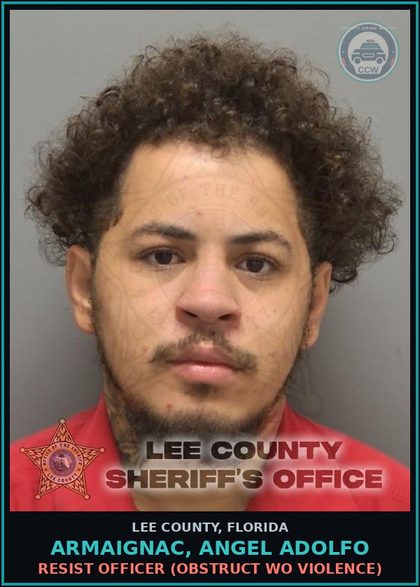 CCW arrest card for ARMAIGNAC, ANGEL ADOLFO in Lee County: CONDIT RELEASE VIOLATION  (PRE TRIAL RELEASE COND VIOL FOR DOMEST VIOL)