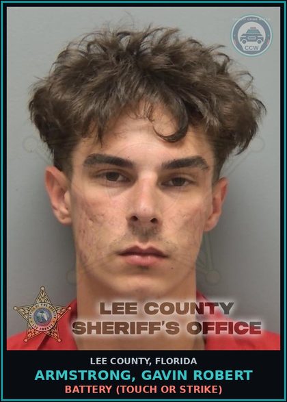 CCW arrest card for ARMSTRONG, GAVIN ROBERT in Lee County: BATTERY  (TOUCH OR STRIKE)