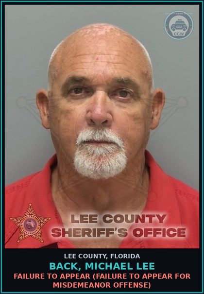 CCW arrest card for BACK, MICHAEL LEE in Lee County: FAILURE TO APPEAR  (FAILURE TO APPEAR FOR MISDEMEANOR OFFENSE)