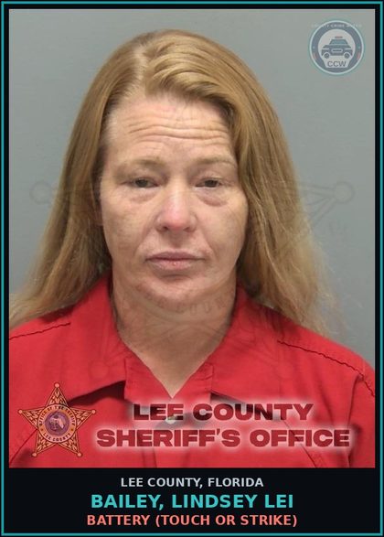 CCW arrest card for BAILEY, LINDSEY LEI in Lee County: BATTERY  (TOUCH OR STRIKE)