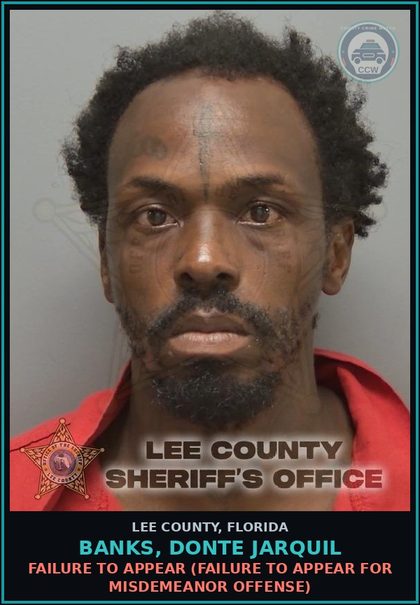 CCW arrest card for BANKS, DONTE JARQUIL in Lee County: FAILURE TO APPEAR  (FAILURE TO APPEAR FOR MISDEMEANOR OFFENSE)