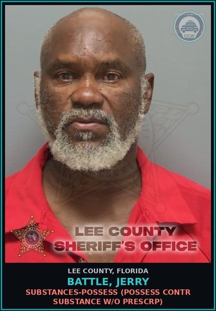 CCW arrest card for BATTLE, JERRY in Lee County: DRUGS-POSSESS  (POSSESS contr substance W/O PRESCRIPTION)