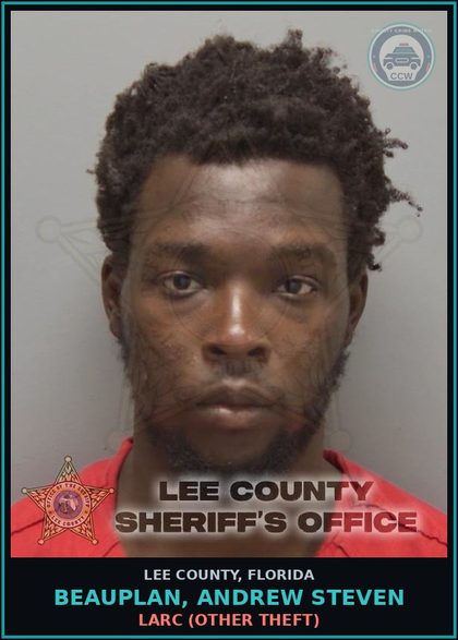 CCW arrest card for BEAUPLAN, ANDREW STEVEN in Lee County: LARC  (OTHER THEFT)