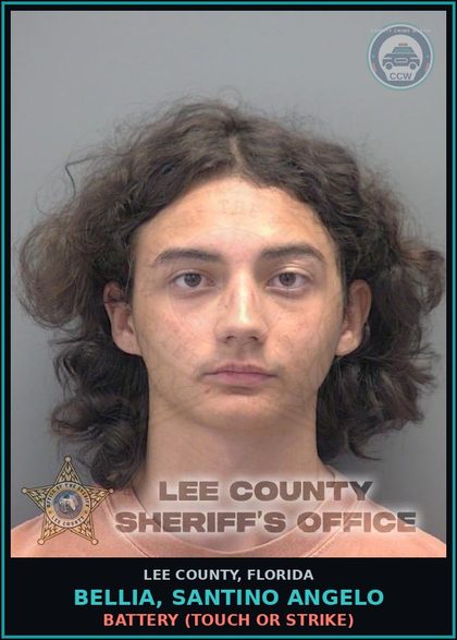 CCW arrest card for BELLIA, SANTINO ANGELO in Lee County: BATTERY  (TOUCH OR STRIKE)