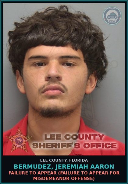 CCW arrest card for BERMUDEZ, JEREMIAH AARON in Lee County: FAILURE TO APPEAR  (FAILURE TO APPEAR FOR MISDEMEANOR OFFENSE)