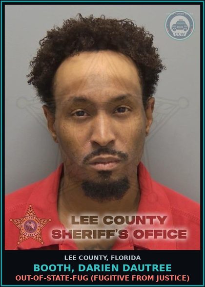 CCW arrest card for BOOTH, DARIEN DAUTREE in Lee County: OUT-OF-STATE-FUG  (FUGITIVE FROM JUSTICE)