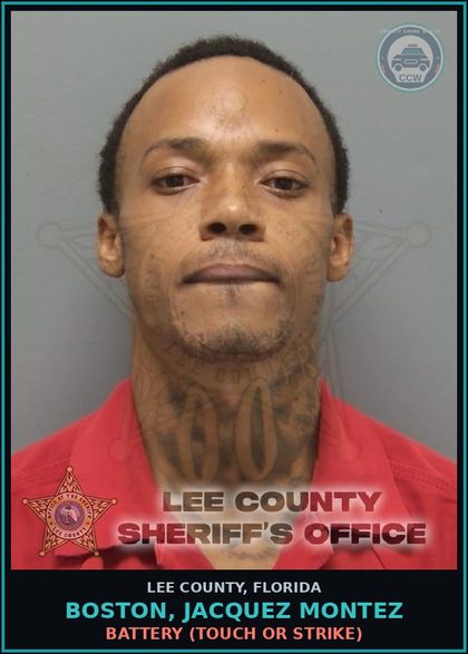 CCW arrest card for BOSTON, JACQUEZ MONTEZ in Lee County: BATTERY  (TOUCH OR STRIKE)