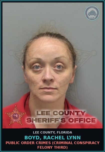 CCW arrest card for BOYD, RACHEL LYNN in Lee County: PUBLIC ORDER CRIMES  (CRIMINAL CONSPIRACY FELONY THIRD)