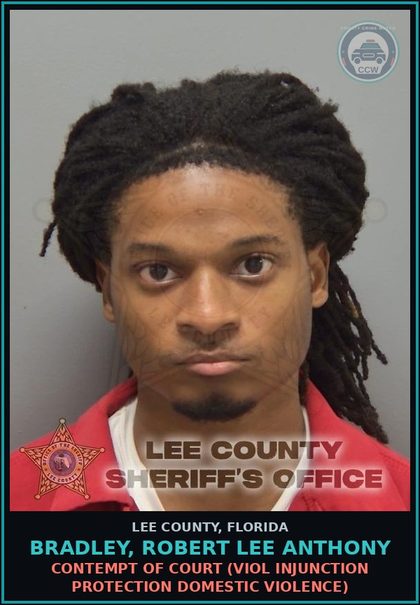 CCW arrest card for BRADLEY, ROBERT LEE ANTHONY in Lee County: CONTEMPT OF COURT  (VIOL INJUNCTION PROTECTION DOMESTIC VIOLENCE)