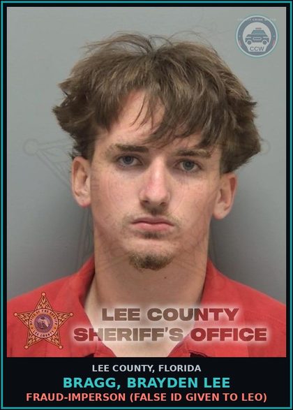 CCW arrest card for BRAGG, BRAYDEN LEE in Lee County: LOITERING  (OR PROWLING)