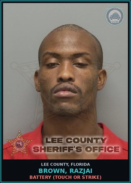 CCW arrest card for BROWN, RAZJAI in Lee County: BATTERY  (TOUCH OR STRIKE)