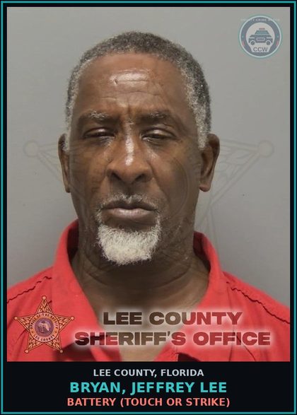 CCW arrest card for BRYAN, JEFFREY LEE in Lee County: BATTERY  (TOUCH OR STRIKE)