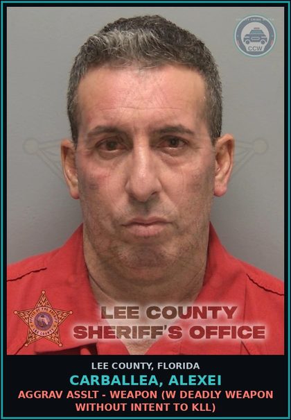 CCW arrest card for CARBALLEA, ALEXEI in Lee County: AGGRAV ASSLT - WEAPON  (W DEADLY WEAPON WITHOUT INTENT TO KILL)