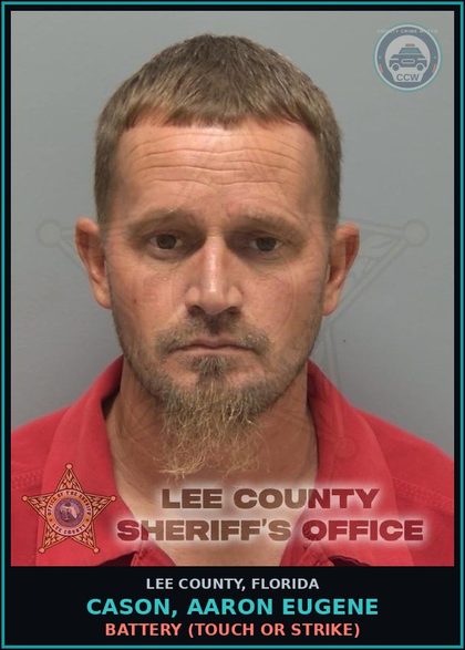 CCW arrest card for CASON, AARON EUGENE in Lee County: BATTERY  (TOUCH OR STRIKE)