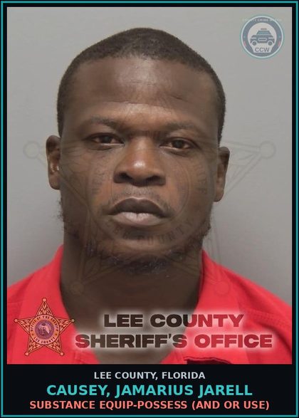 CCW arrest card for CAUSEY, JAMARIUS JARELL in Lee County: DRUG EQUIP-POSSESS  (AND OR USE)