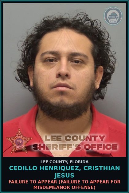CCW arrest card for CEDILLO HENRIQUEZ, CRISTHIAN JESUS in Lee County: FAILURE TO APPEAR  (FAILURE TO APPEAR FOR MISDEMEANOR OFFENSE)