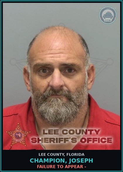 CCW arrest card for CHAMPION, JOSEPH in Lee County: FAILURE TO APPEAR -