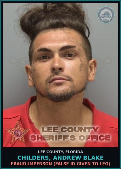 CCW arrest card for CHILDERS, ANDREW BLAKE in Lee County: LARC  (PETIT THEFT MERCH FARM TRANSIT 2+ PRIOR CONV)
