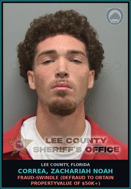 CCW arrest card for CORREA, ZACHARIAH NOAH in Lee County: PUBLIC ORDER CRIMES  (COND/PARTIC IN ENTERPRISE THRU RACKETEERING)
