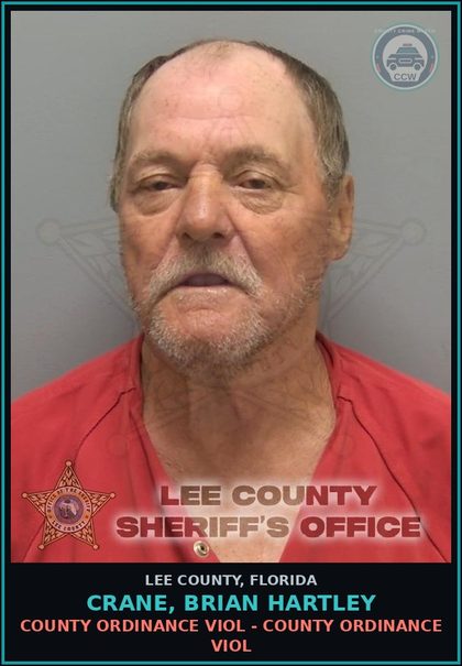 CCW arrest card for CRANE, BRIAN HARTLEY in Lee County: COUNTY ORDINANCE VIOL - COUNTY ORDINANCE VIOL