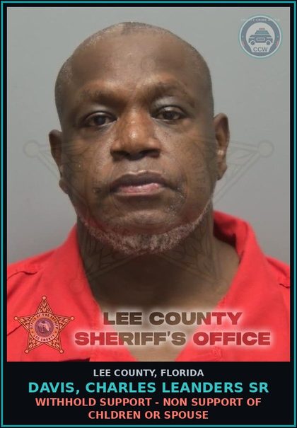 CCW arrest card for DAVIS, CHARLES LEANDERS SR in Lee County: WITHHOLD SUPPORT - NON SUPPORT OF CHILDREN OR SPOUSE