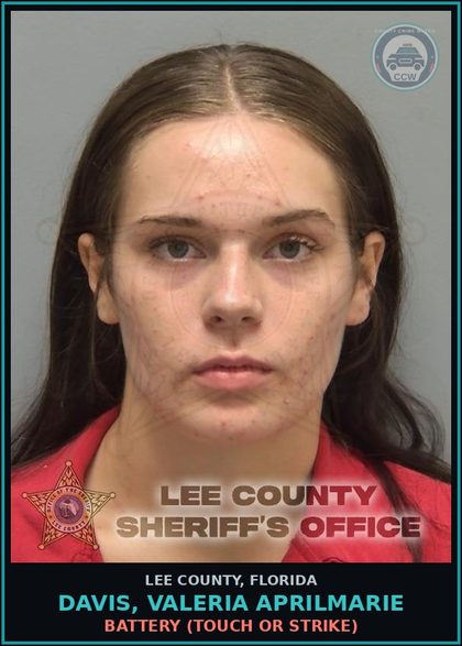 CCW arrest card for DAVIS, VALERIA APRILMARIE in Lee County: BATTERY  (TOUCH OR STRIKE)