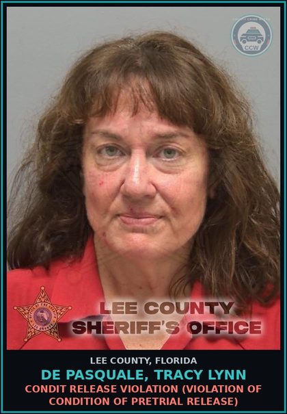 CCW arrest card for DE PASQUALE, TRACY LYNN in Lee County: CONDIT RELEASE VIOLATION  (VIOLATION OF CONDITION OF PRETRIAL RELEASE)