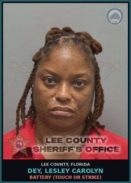 CCW arrest card for DEY, LESLEY CAROLYN in Lee County: BATTERY  (TOUCH OR STRIKE)