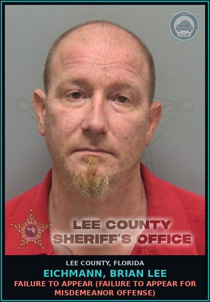 CCW arrest card for EICHMANN, BRIAN LEE in Lee County: FAILURE TO APPEAR  (FAILURE TO APPEAR FOR MISDEMEANOR OFFENSE)