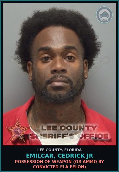 CCW arrest card for EMILCAR, CEDRICK JR in Lee County: DRUGS-POSSESS  (POSSESS contr substance W/O PRESCRIPTION)